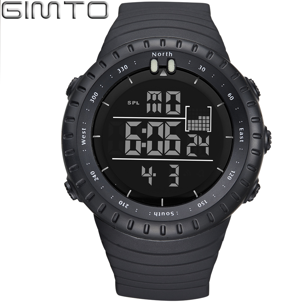 Цифровые мужские часы GIMTO GM301 с силиконовым ремешком, водонепроницаемые военные часы, модные противоударные спортивные часы для мужчин, часы