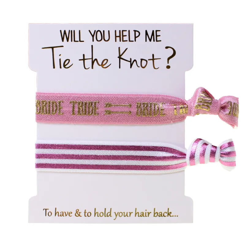 Custom Brides Printed Fold Over Elastic Hair Ties for Bachelorette Party