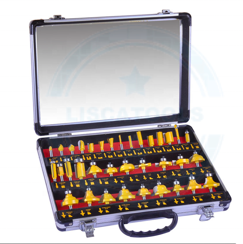 Kits005 желтого цвета; Большие размеры 35-шт. 1/4 карбид вольфрама дюйма быстроходный деревообрабатывающий фрезерный станок с алмазным напылением для создания выпуклой филенки Деревообработка