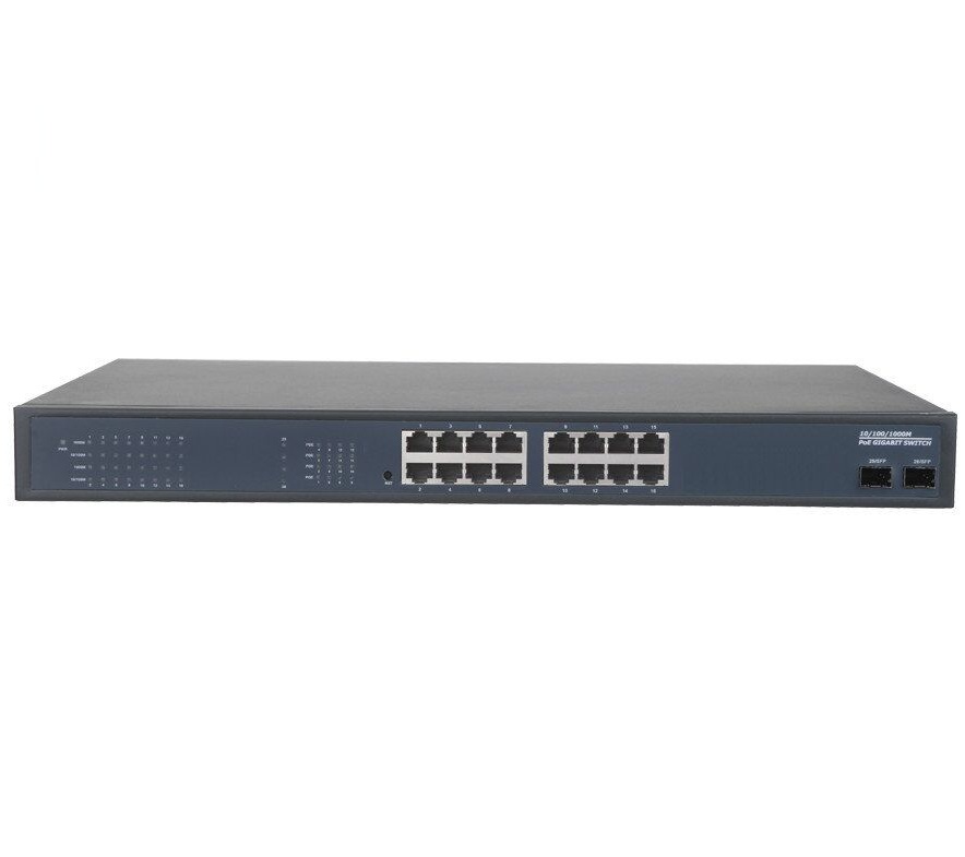 L2 управляемый сетевой 16-портовый гигабитный Ethernet POE коммутатор с 2 SFP волоконно-оптический VLAN LACP IGMP