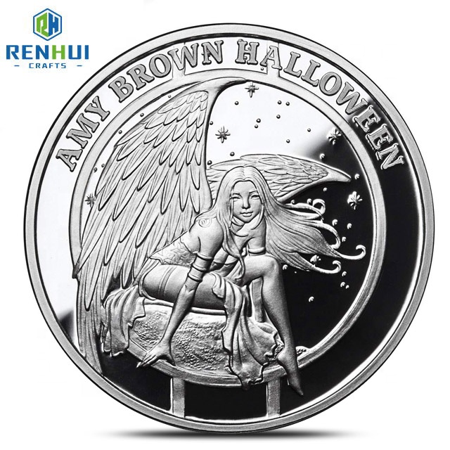 3D Custom Silver Commemorate Amy Brown Halloween Challenge Coin