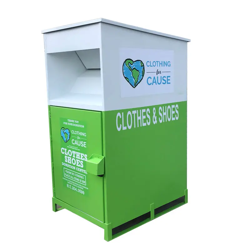 clothes recycle bin donation collection box metal drop box