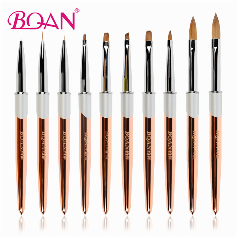 BQAN Professional #2-24 100% Соболь металлические 3D кисти цвета розового золота кисти для дизайна ногтей акриловая кисть