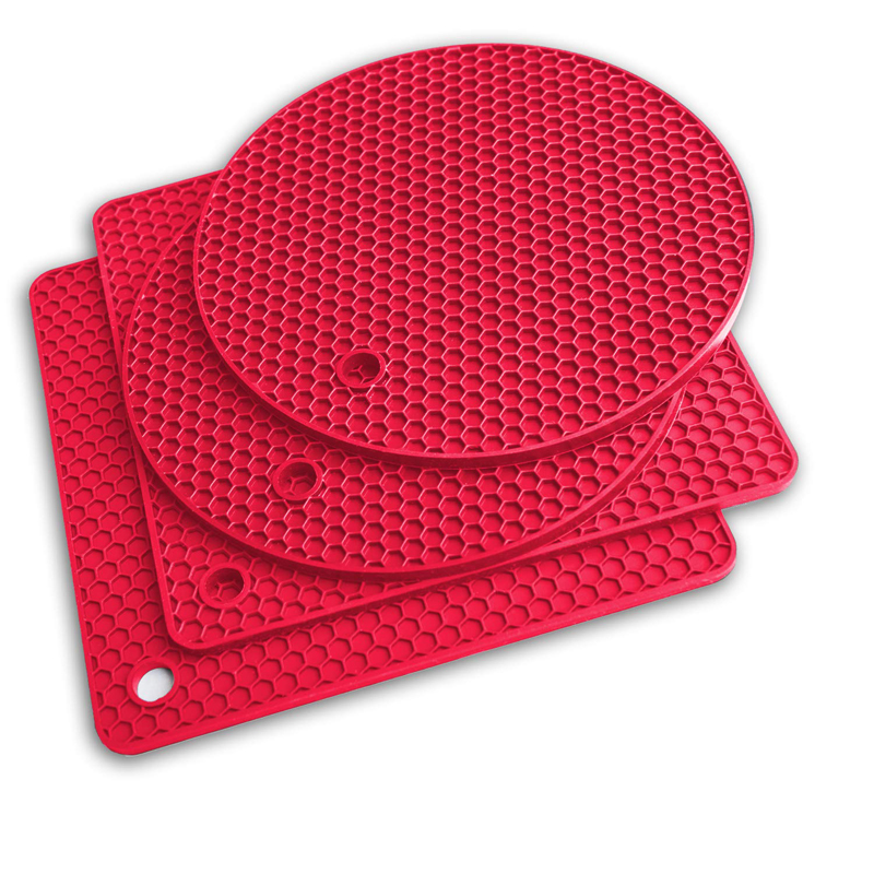 Food Grade silicone food dining table mat pot pad holder heat resistant silicone trivet mats set of 2