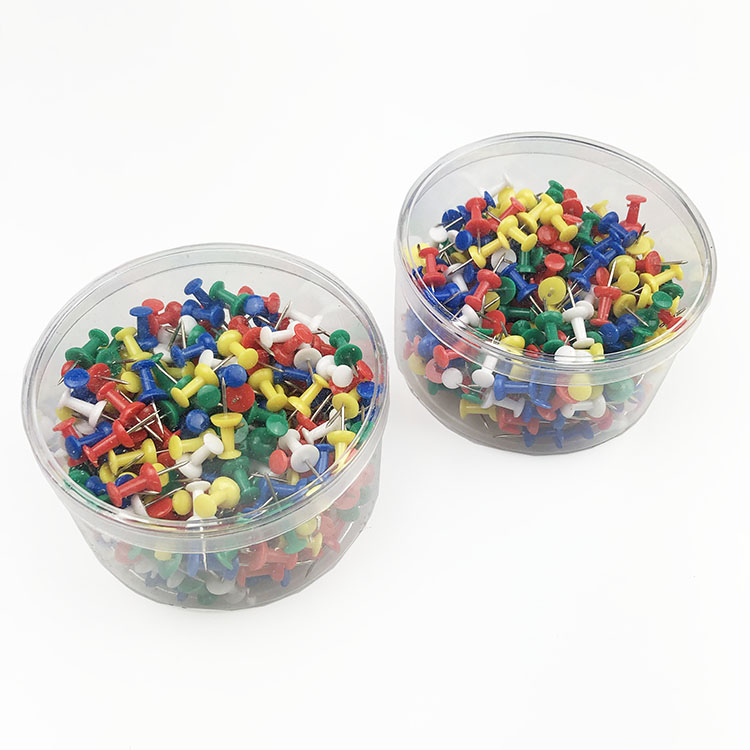 Assorted Colors Plastic Head Steel Point 300 Count per tub packed Push Pin Set