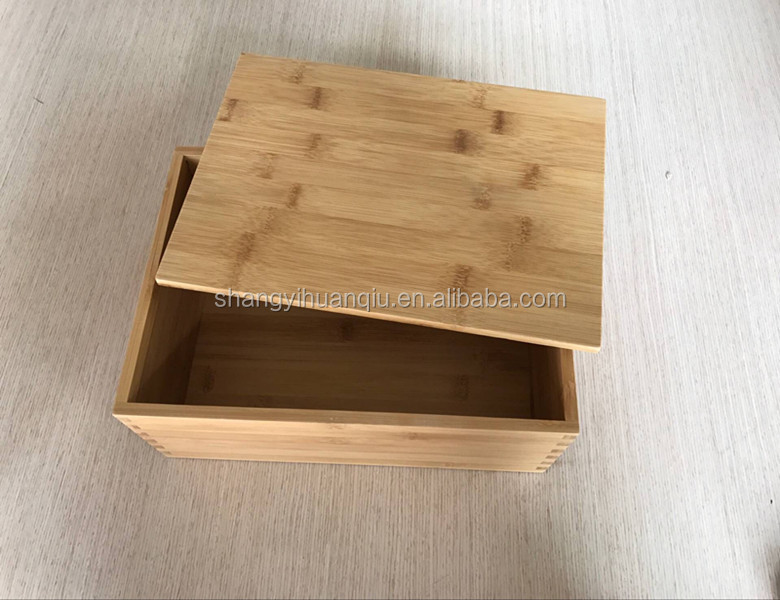 Без петли бамбуковая деревянная коробка с крышкой