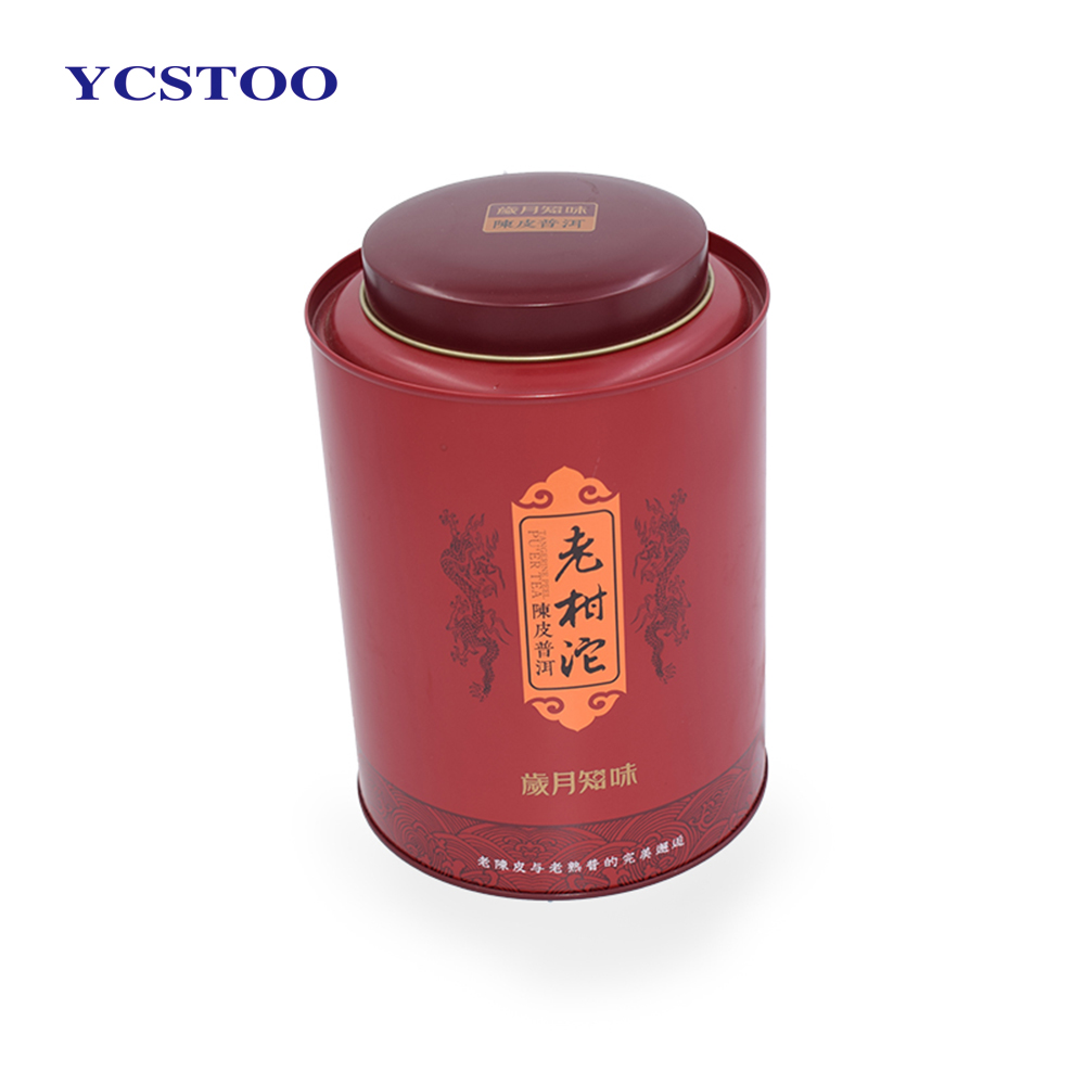 Premium Round Loose Green Tea Storage Caddy Metal Tins Containers