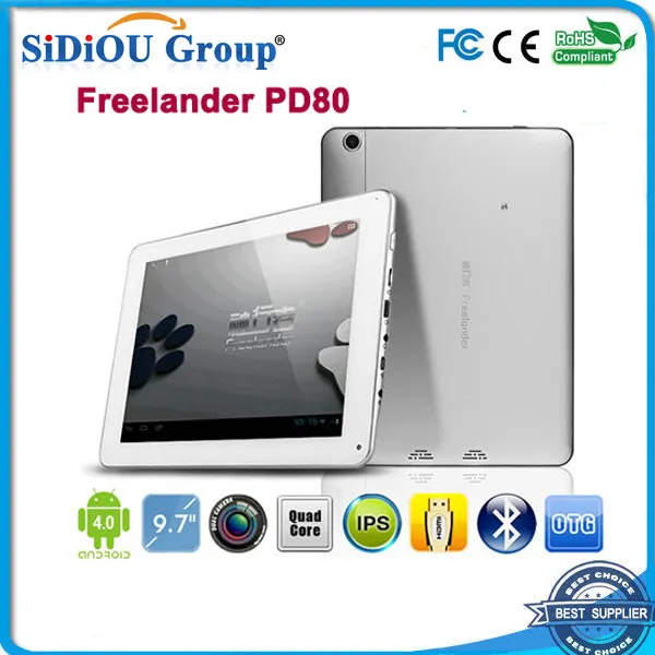 Freelander PD80 планшет с Quad Core 9.7 &quot;IPS экран Exynos 4412 1024x768 пикселей 16 Гб Rom 2-мегапиксельная двойная камера Bluet