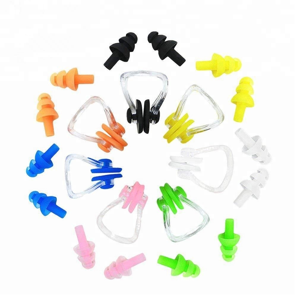 Sleeping Showering snorkeling diving Swimming cheap Waterproof Soft and Flexible Silicone Earplugs and Nose Clip