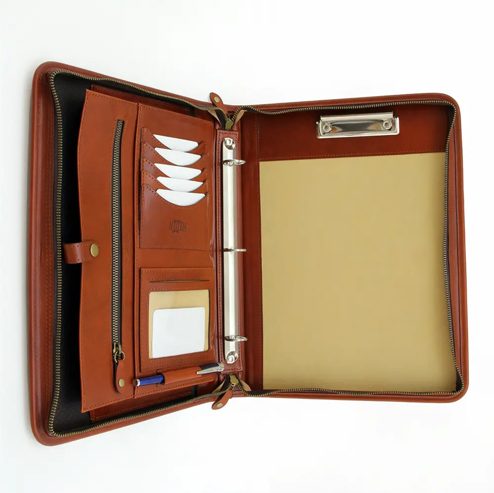 Professional A4 Business File Holder PU Leather 3 Ring Binder Padfolio Case Executive Folder