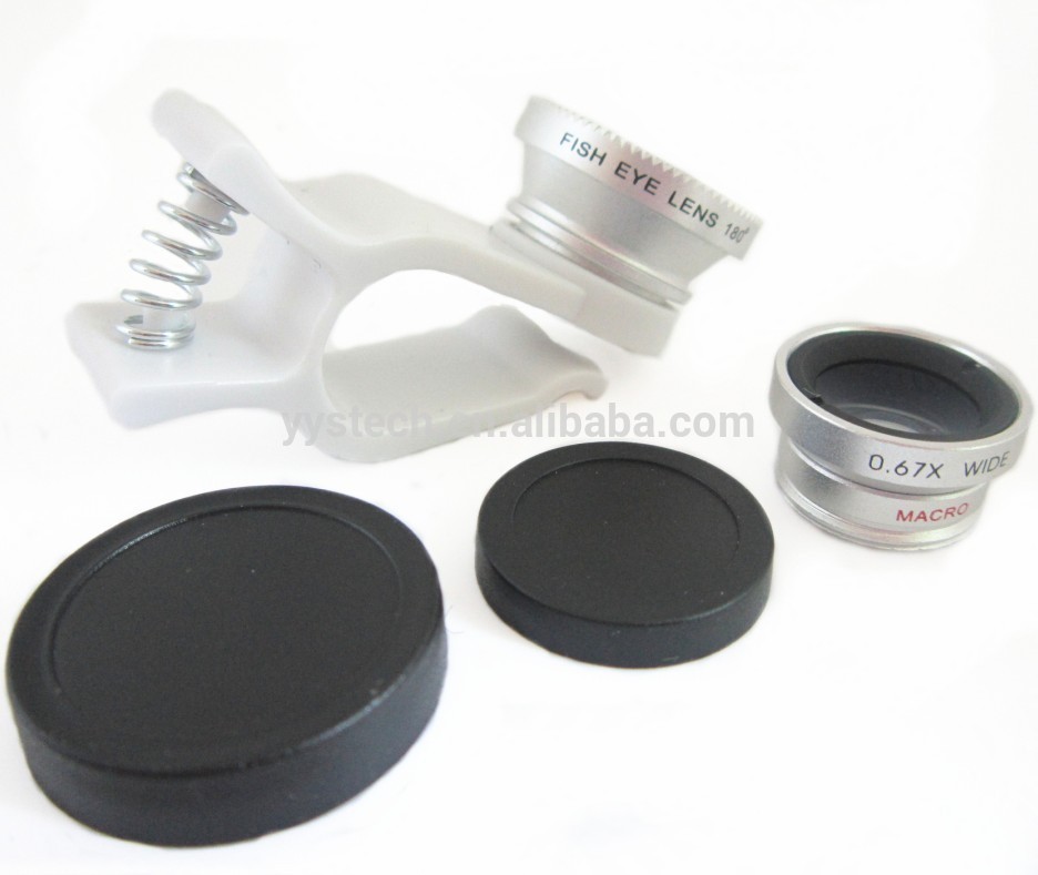 Universal Wide Angle Macro Fish Eye Mobile Phone Camera Lens, Cellular Phone Lens,Universal Clip Lens 3 in 1