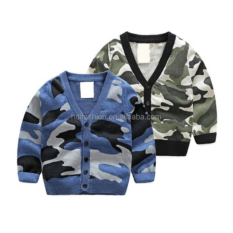 China wholesale baby boy cardigan camouflage pattern all over print sweater