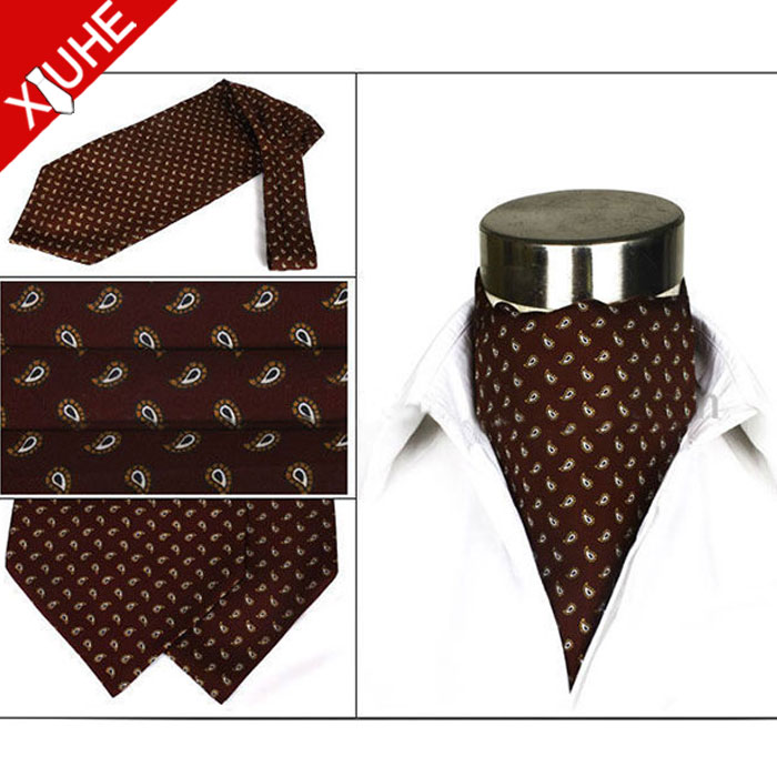 100% шелк Мужские Ascot, коричневый Пейсли Ascot