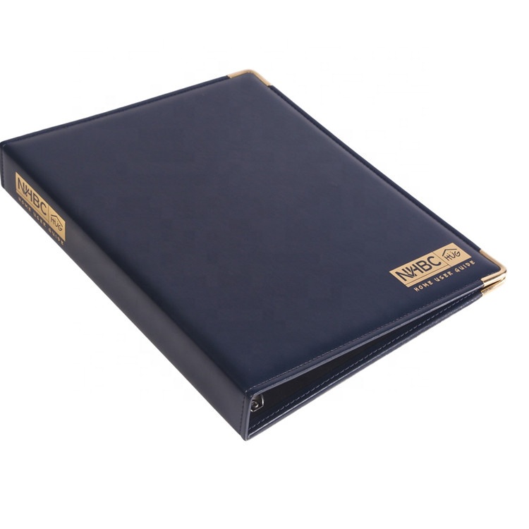 Новая офисная школа стационарный emboss Презентация Папка PU кольцо binder печати с карманом пришит