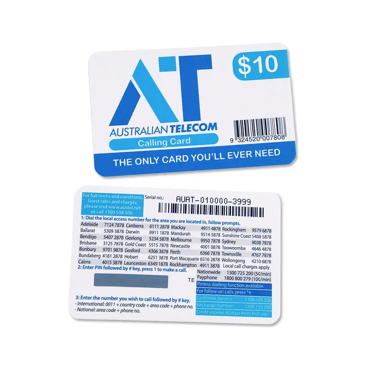 Custom Scratch Prepaid Card printing Top-up Phone Recharge Cards