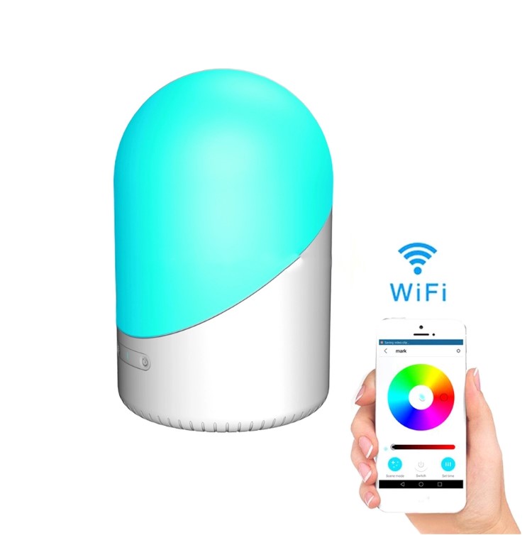 Wi-Fi ночник смарт настольная лампа приложение управления синхронизации 7 видов цветов Изменение светильник с регулируемой яркостью, цветная (RGB) прикроватная лампа