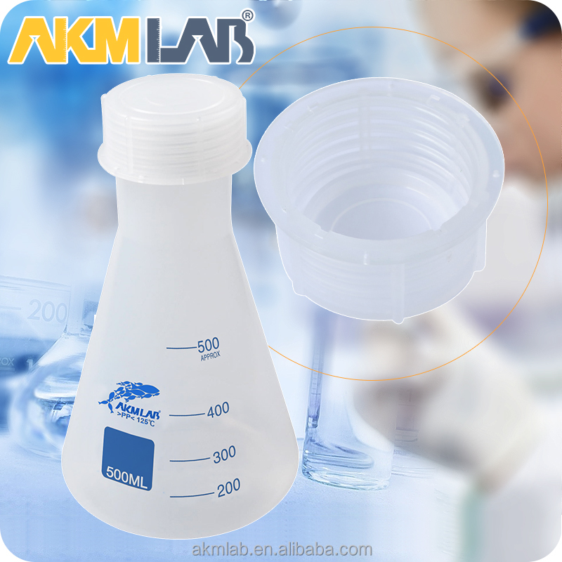 Лабораторный материал AKMLAB, ПП пластик, 50 мл, 100 мл, 250 мл, 500 мл, 1000 мл, коническая колба с крышкой