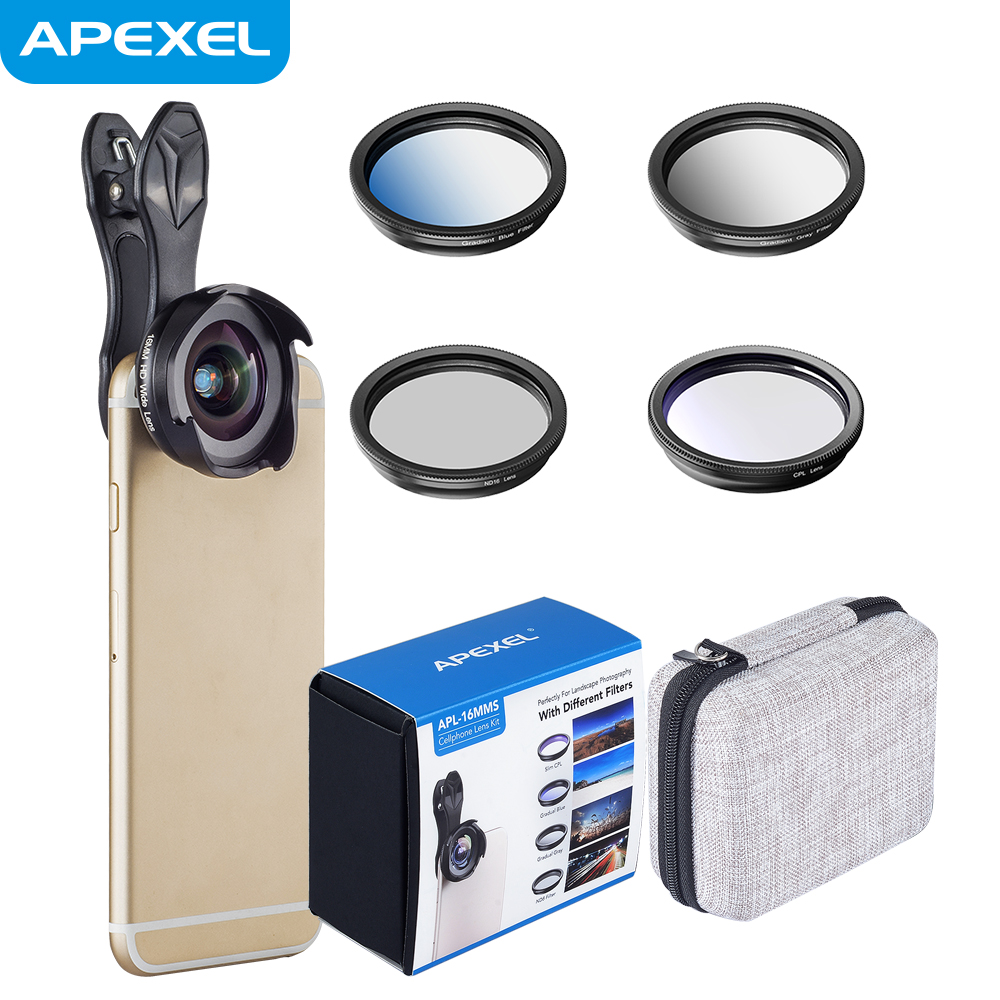 Apexel высокого класса портативный 16 мм 6 в 1 мобильный телефон объектив камеры для Iphone