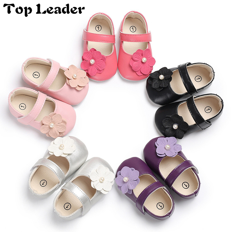 Top Leader New 0-1 Year Old Baby Girl Flower Soft Bottom PU Princess Shoes