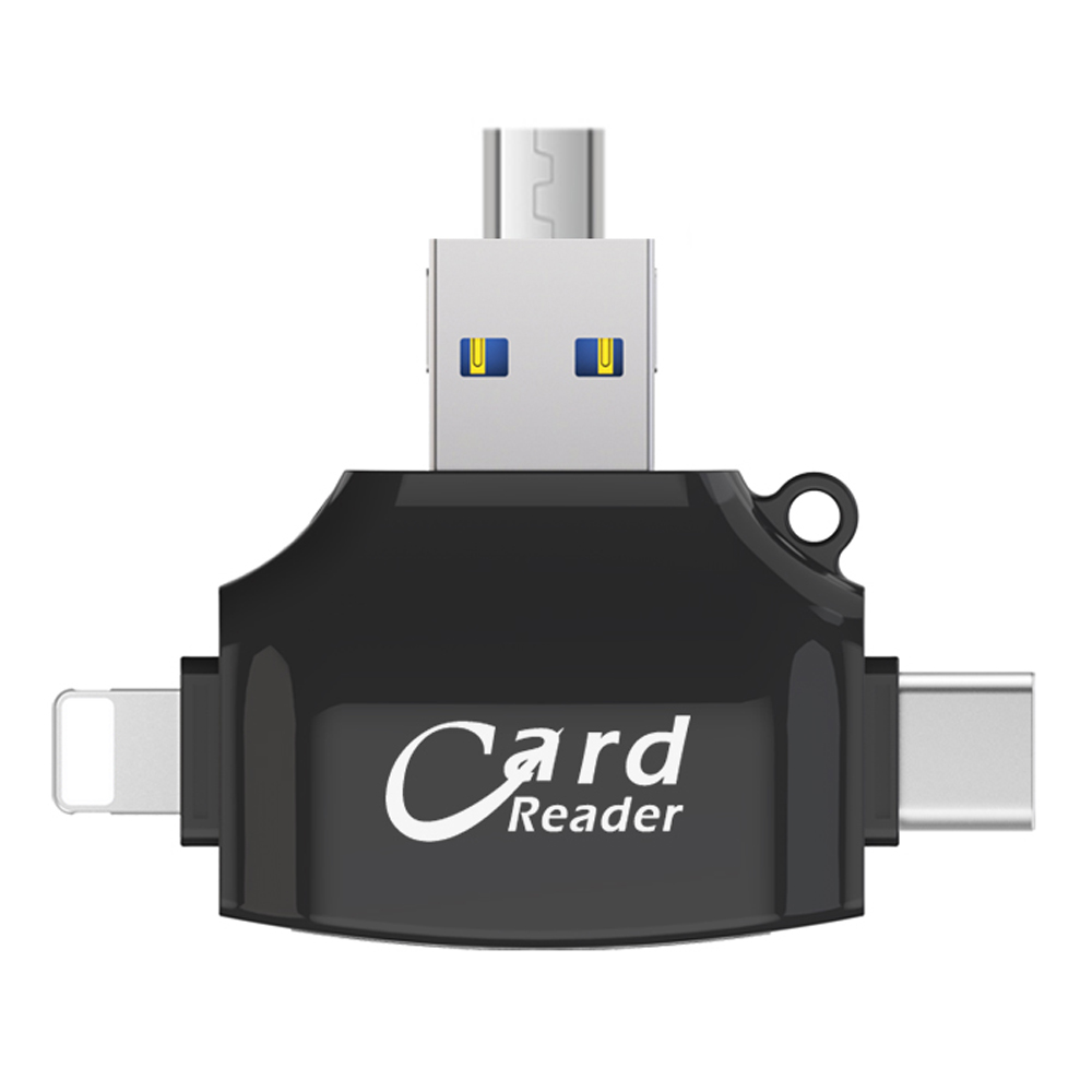 Оптовая продажа Card Reader 4 в 1 я флэш накопитель USB SD TF Card Reader Адаптер для iPhone X Android камера Тип C