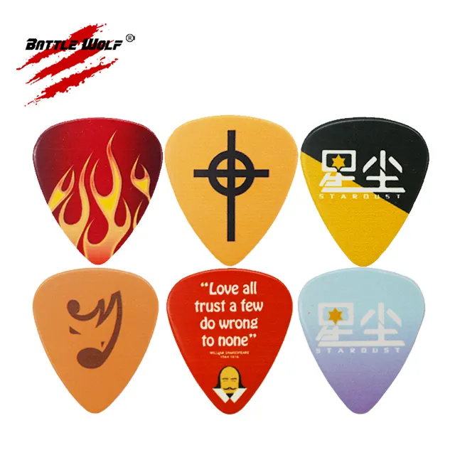 High Quality Best Price Full Color Printing Custom Design Guitar Plectrums Various Thickness Celluloid Nylon ABS Delrin Acetal