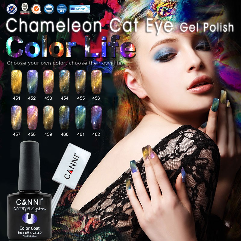2020 9d кота из мультфильма CANNI искусство для ногтей оптом один шаг био-Гели Soak off металлический зеркальный эффект Магнитные очки в стиле «кошачий глаз, которые могут изменить свой цвет УФ Гель-лак для ногтей