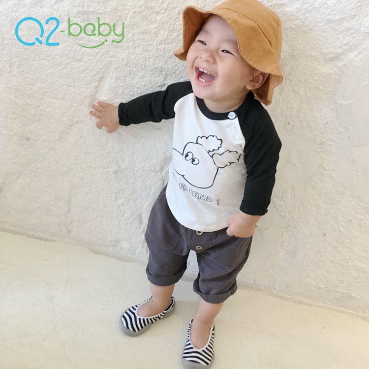 Q2-baby оптовая продажа, Новое поступление, Повседневная хлопковая Футболка с рисунком животных для малышей