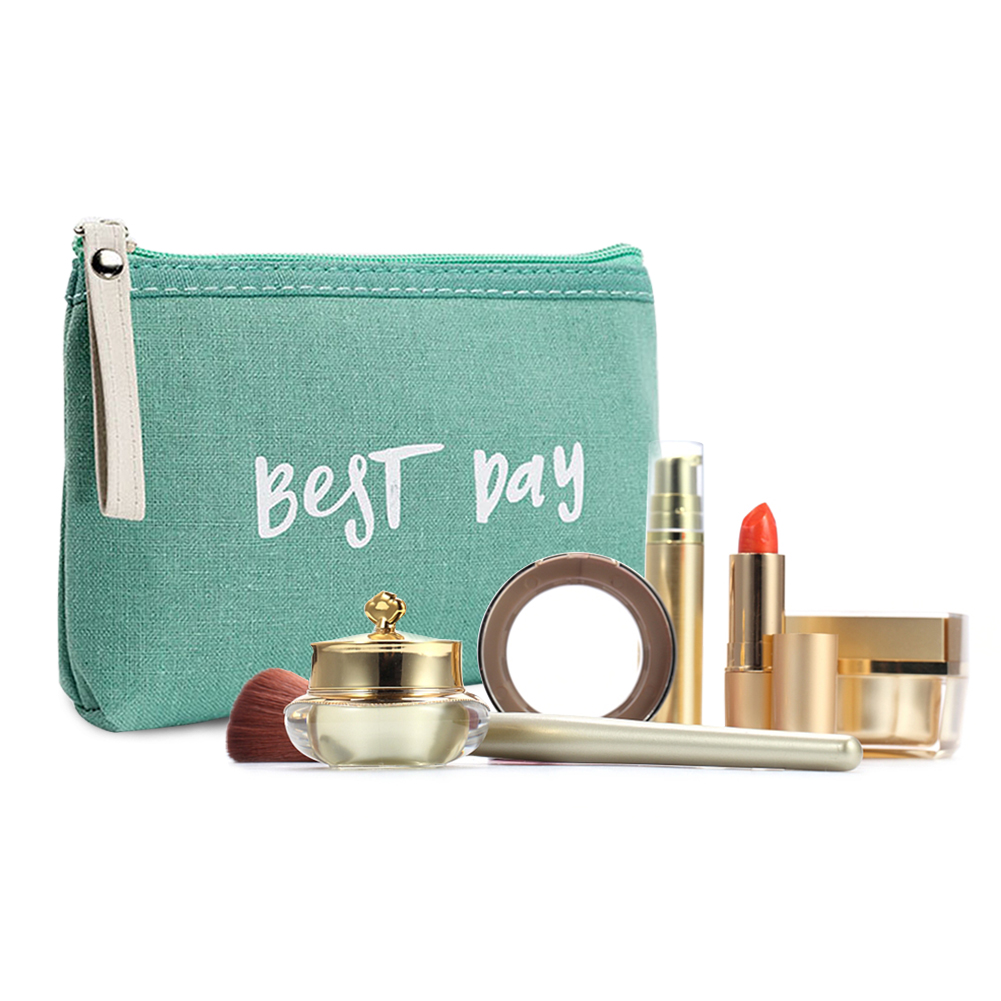 2019 Small Canvas Cute Women Makeup Zipper Travel Organizer Girl Makeup Pouch Cosmetic Bag