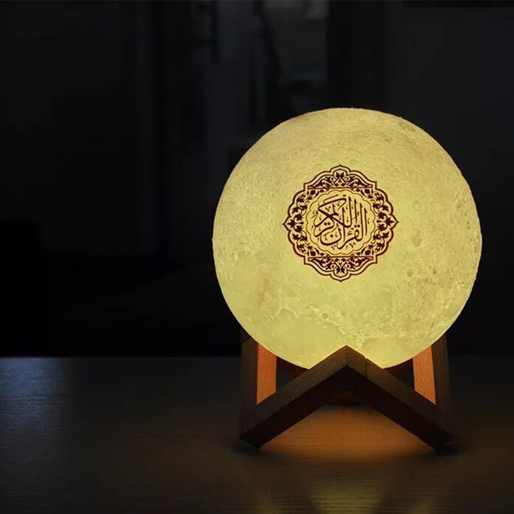 Al Touch Koran Azan Mp3 Usb Touch Cube 3D Lampjes Audio Красочный светодиодный дышащий портативный адхан плеер Коран луна лампа динамик