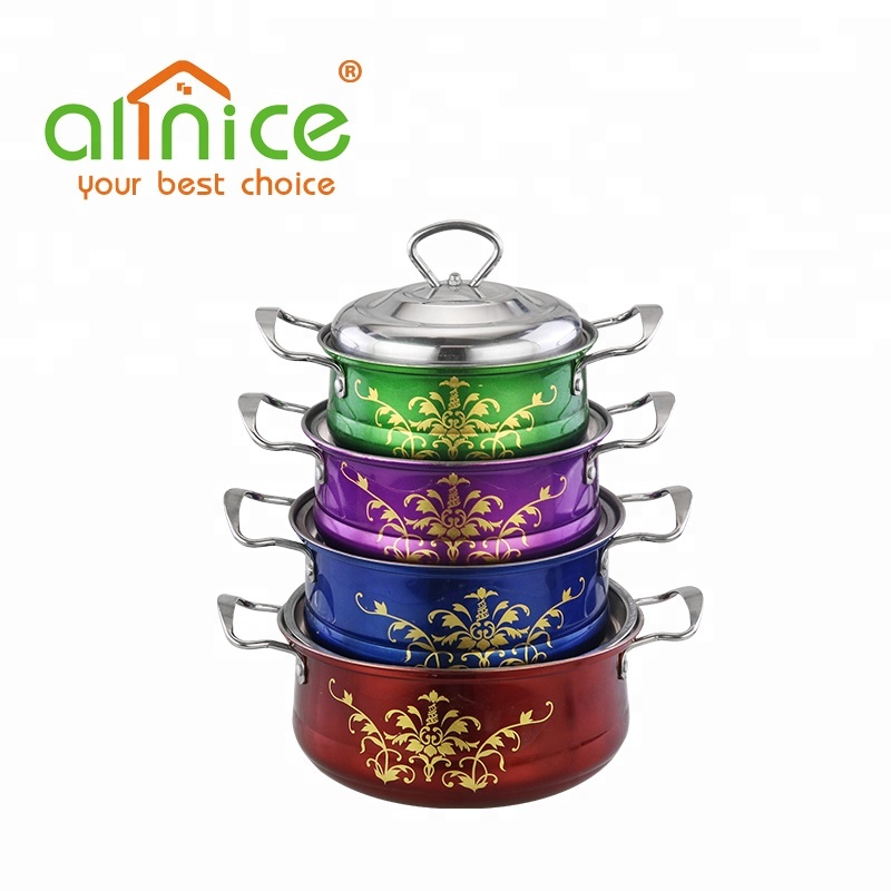 African market Colorful 10pcs stainless steel cookware set