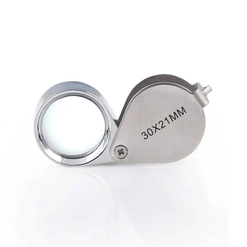 BIJIA 10X 20X 30X folding jewelry magnifiers high quality small magnifying glass pocket jewelry loupe for gift and promotion