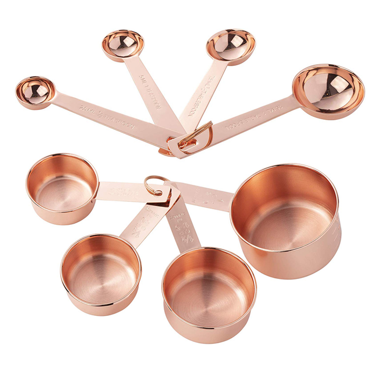 Kitchen Measuring tools set Gold plated 8pcs Stainless steel Measuring Cups and Spoons