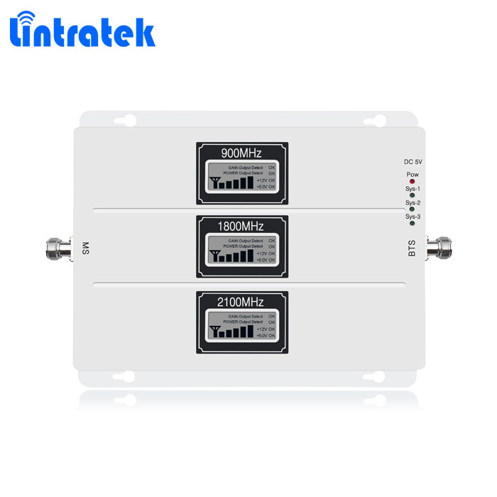 Lintratek 900/1800/2100 2G 3G 4G трехдиапазонный сигнал gsm ретранслятор в Пакистане с AGC/ALC
