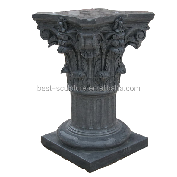 Home Decor Черный Мраморный Колонка базы произведения искусства из камня, скульптура