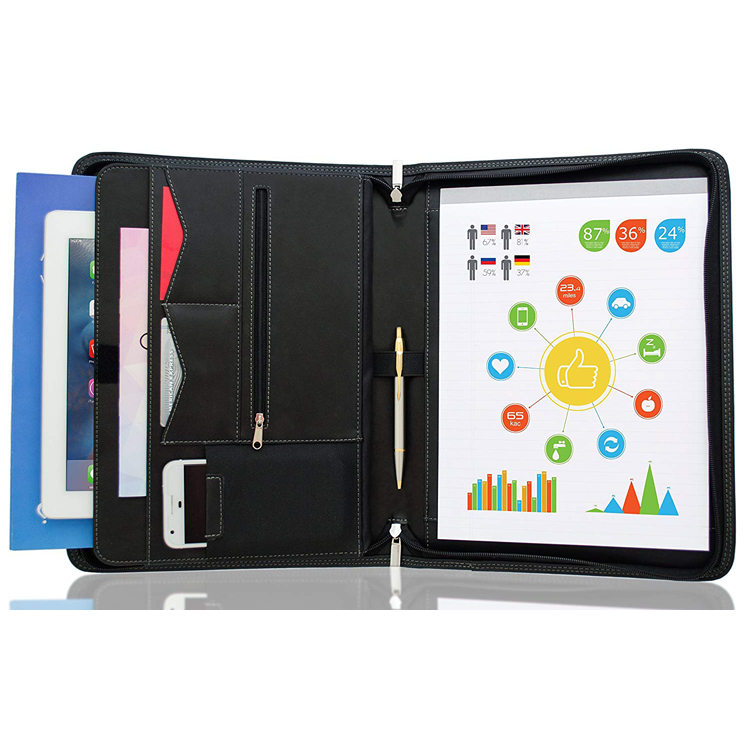 Пользовательские Молнии Padfolio Портфолио Binder, интервью резюме Органайзер документов