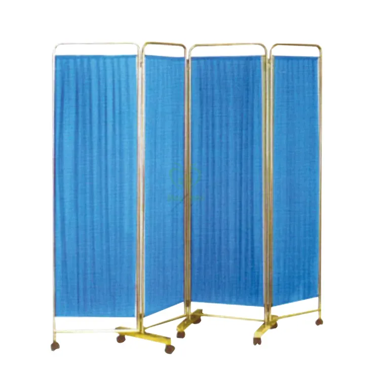 New Arrival Hospital 4 folding stainless steel medical ward screen with Wheels for hospital use