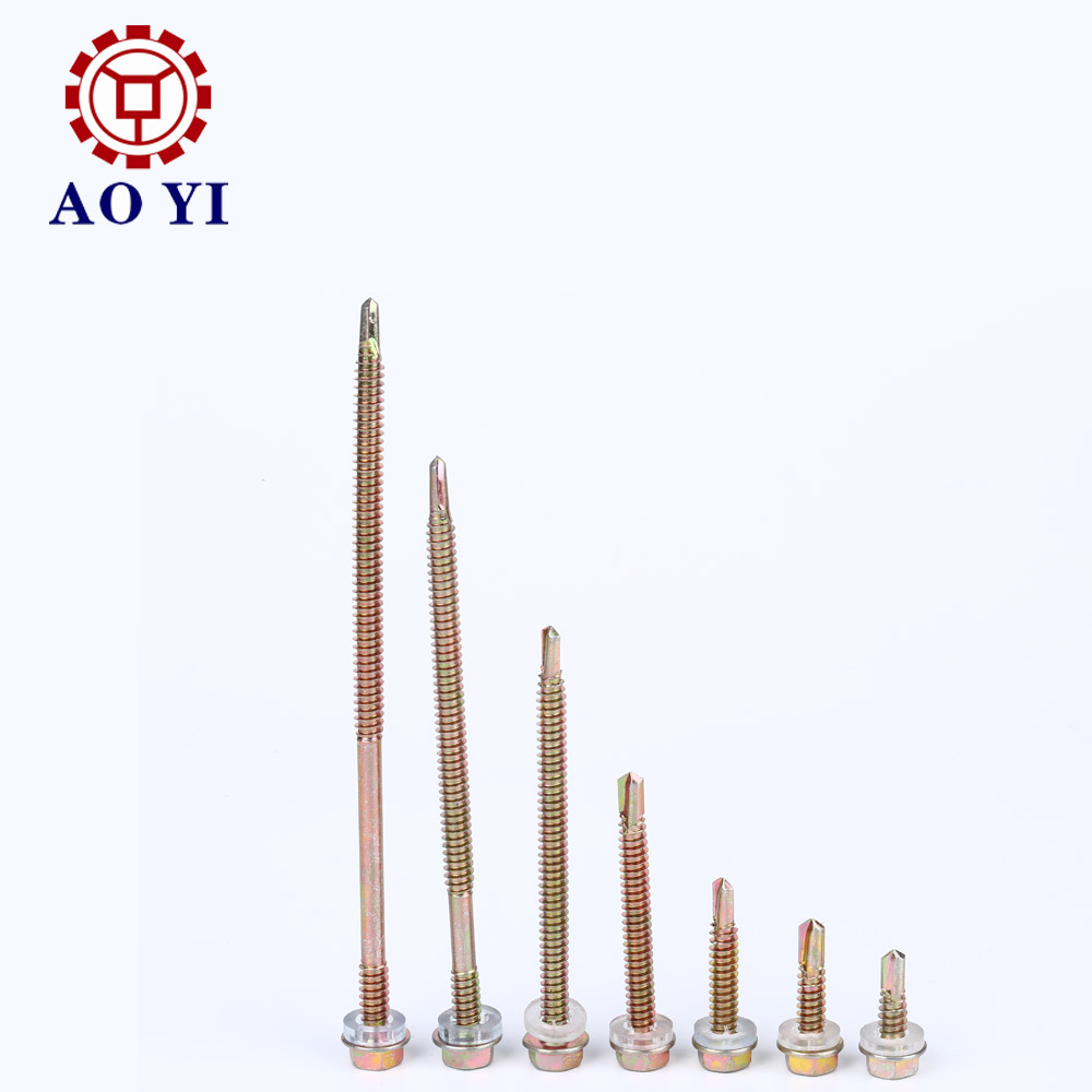 hex washer head self drilling screw with color zinc plated