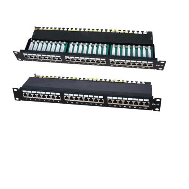 19 ''STP/FTP щит RJ45 сетевой коммутатор с 24 портами 90 градусов 1U amp cat6 24-портовая патч-панель