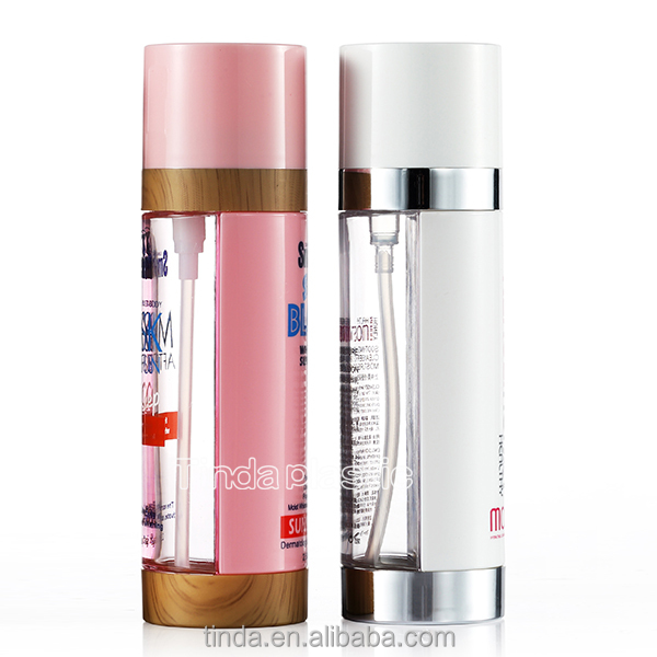 big capacity colorful empty plastic dual chamber lotion pump bottles for cosmetic use airless pump bottle cosmetic packaging