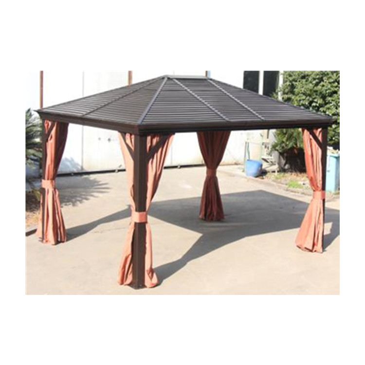 13' x 10' Алюминиевый металлический задний двор Hardtop беседка навес с экранированной занавес черный/коричневый