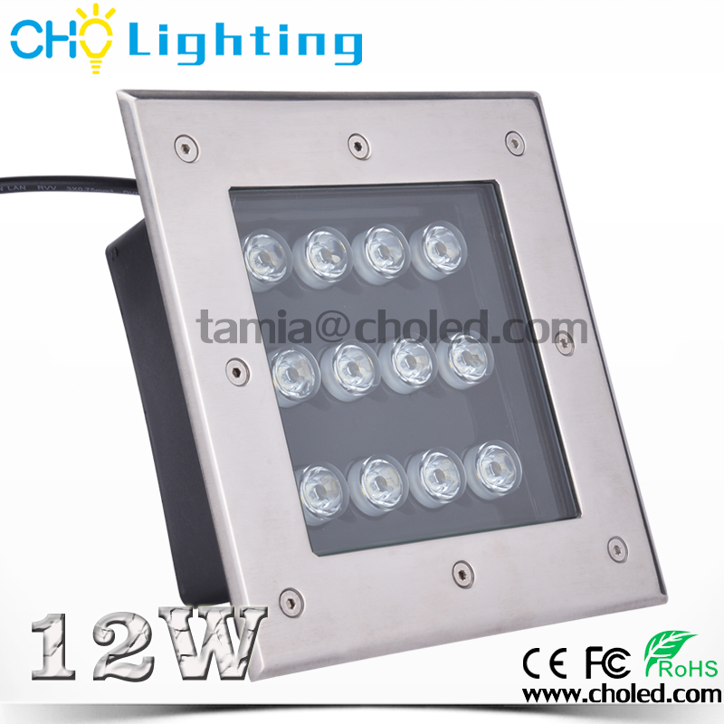 Stainless steel ip67 square rgbw 12w led floor light buried paving underground light