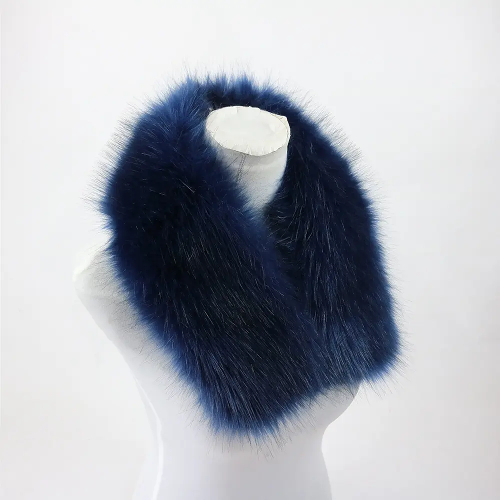 2022 Lady Fashionable Fur Collar Warm Winter Fur Long Scarf Faux Fur Scarf