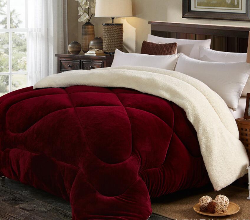 velvet dark color Sherpa fleece comforter quilt