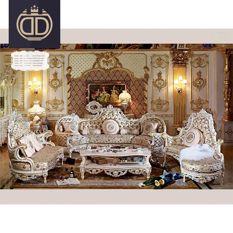 living room noble sofa set antique 6 seater sofa hand carved empire royal furniture Victorian style sofa set