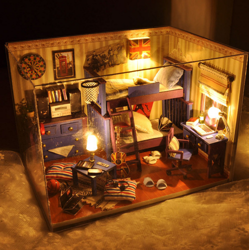 3D DIY деревянный сладкий торт, магазин выпечки, кукольный домик, модель пазла, аксессуары, освещение двери кукольного домика