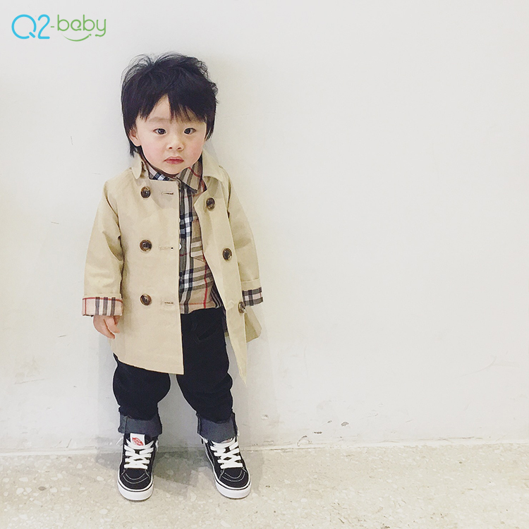 Q2-baby высокое качество Новое Осеннее модное двубортное пальто, одежда для малышей, плащ-Тренч