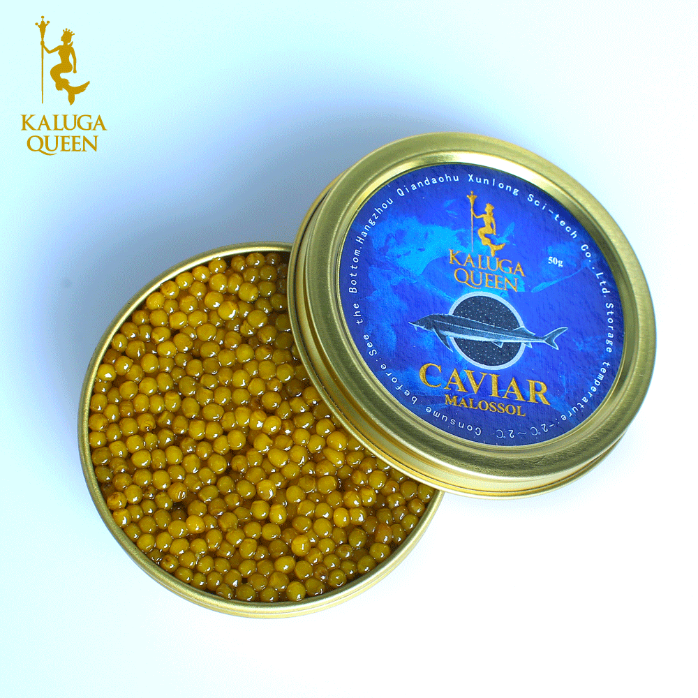 Гибридная свежая Икра осетриума класса KalugaQueen, 100 г, икра золота