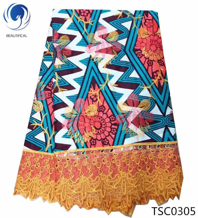 Beautifical High Quality Wax Lace Fabric Wholesale Cotton Wax And Cord Lace Fabric Ankara Wax Lace TSC0305