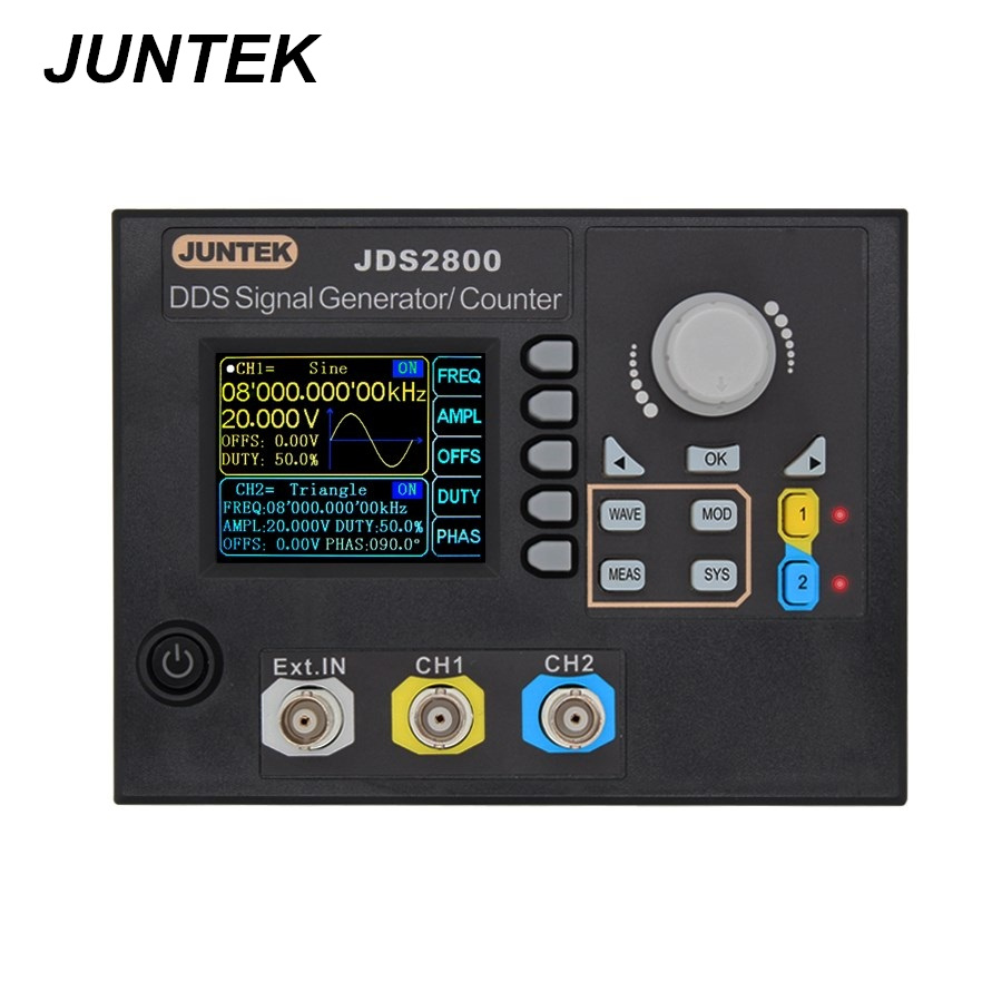 JUNTEK JDS2800-60M 60 МГц цифровой генератор сигналов двухканальный DDS генератор сигналов Частотомер