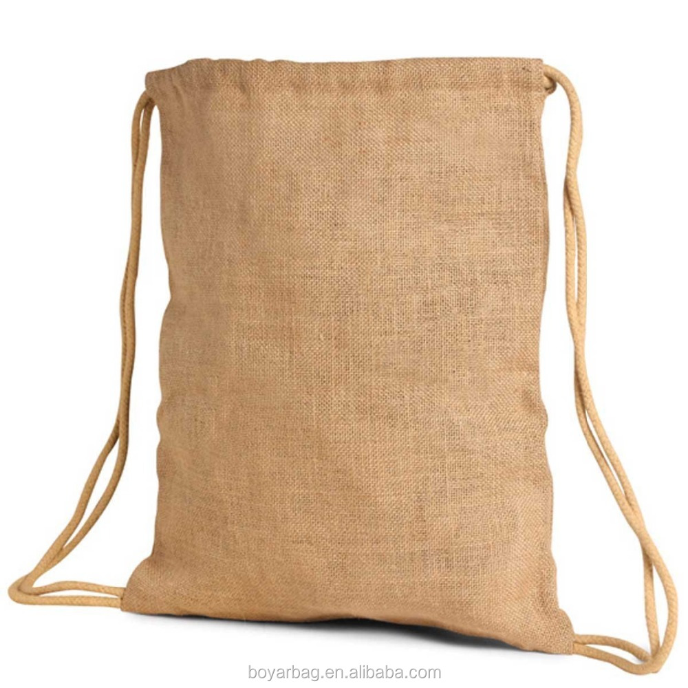 Натуральный джут мешковины большая сумка-кисет Размер 14 Вт w x 17,5 H drawstring слинг рюкзак